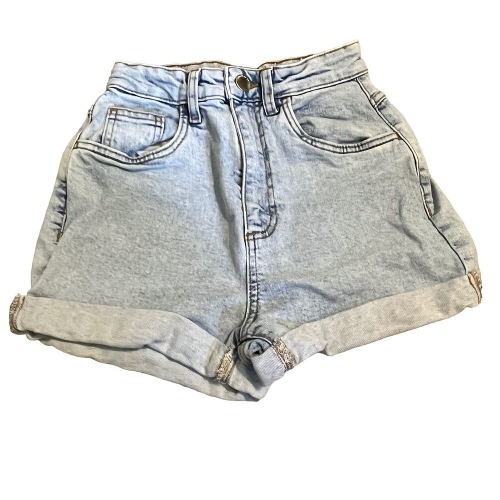 Cotton On High Rise Stretch Cuffed Denim Shorts